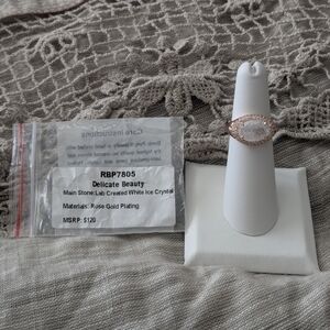 Rose Gold Ring with White Ice Crystal